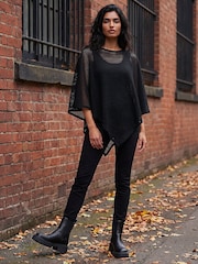 Roman Black Textured Cape Top - Image 2 of 4