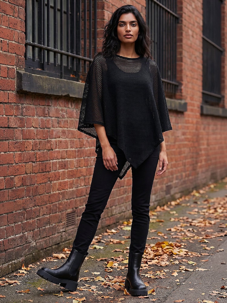 Roman Black Textured Cape Top - Image 2 of 4 Roman Black Textured Cape Top - Image 2 of 4