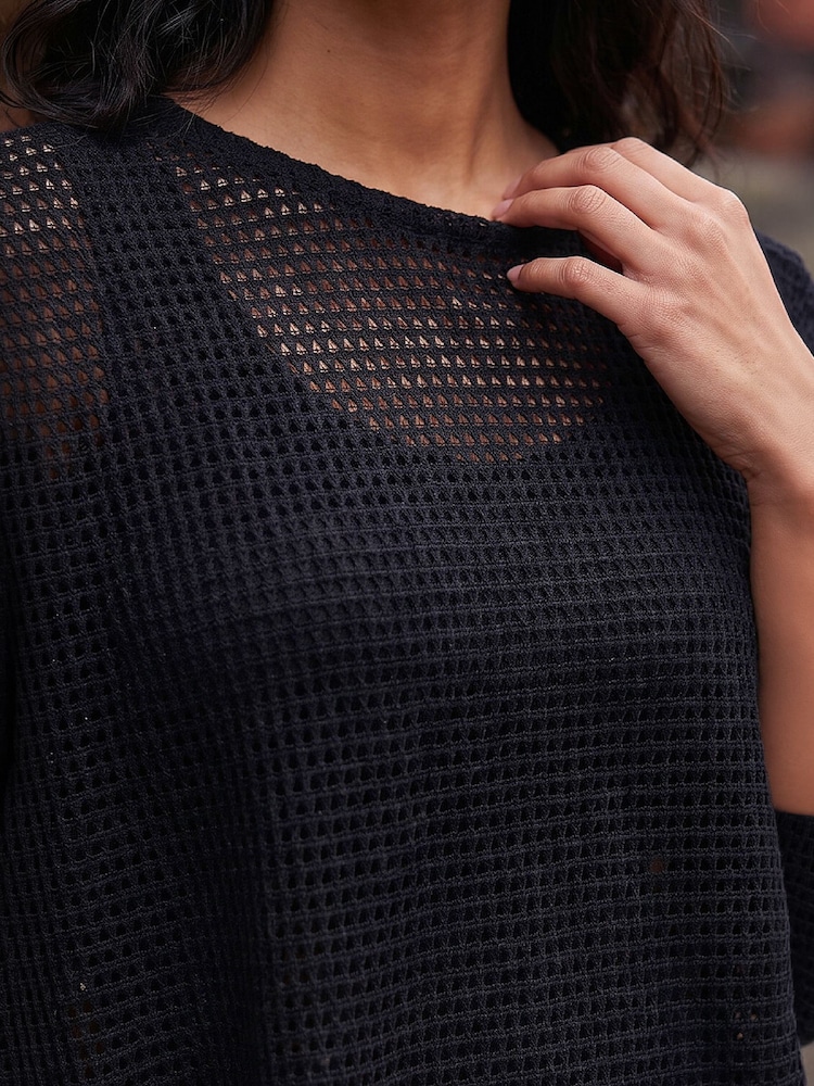 Roman Black Textured Cape Top - Image 4 of 4 Roman Black Textured Cape Top - Image 4 of 4