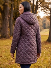 Roman Purple Two Tone Diamond Quilted Coat - Image 4 of 4