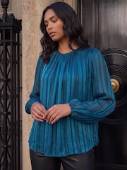 Roman Satin Stripe Long Sleeve Top - 4суретінің 2 суреті