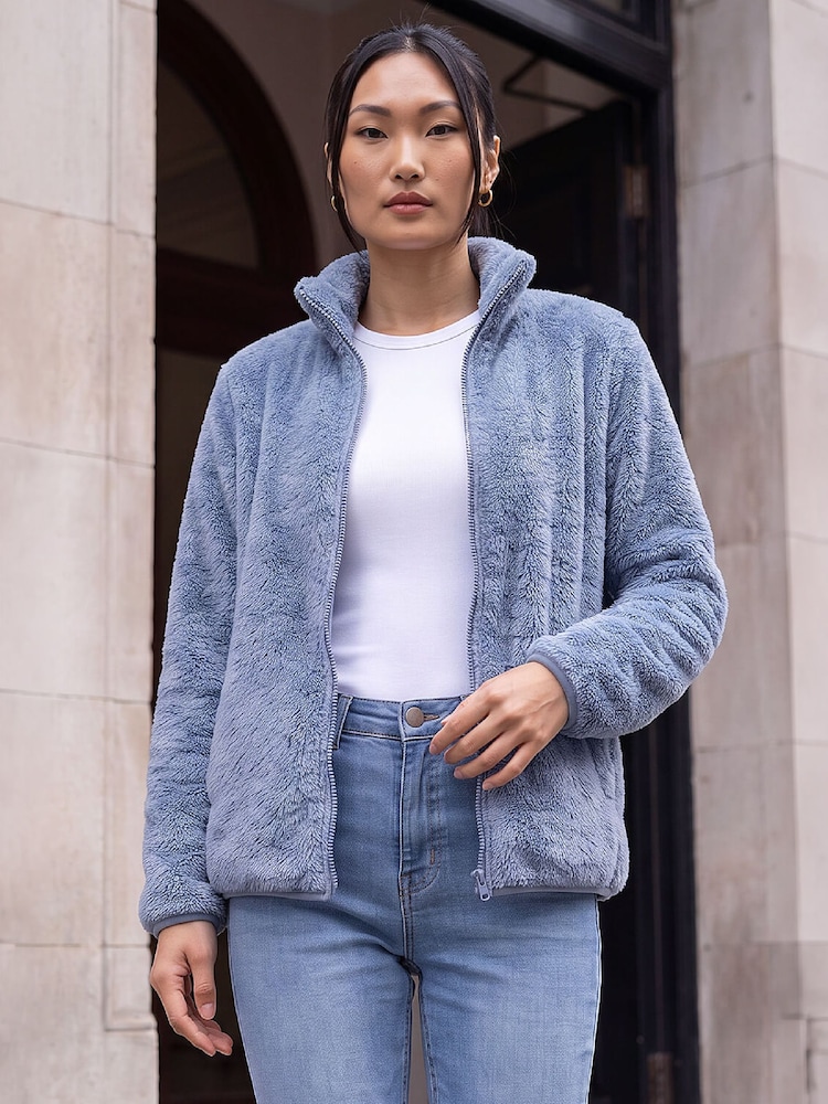 Roman Slate Blue Sherpa Fleece Jacket - Image 1 of 4 Roman Slate Blue Sherpa Fleece Jacket - Image 1 of 4