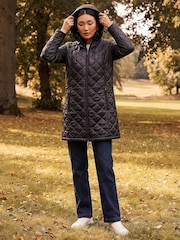 Roman Black Two Tone Diamond Quilted Coat - Image 2 of 4