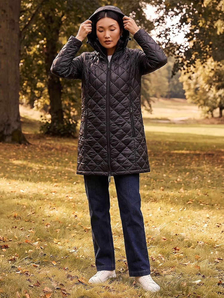 Roman Black Two Tone Diamond Quilted Coat - Image 2 of 4 Roman Black Two Tone Diamond Quilted Coat - Image 2 of 4