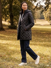 Roman Black Two Tone Diamond Quilted Coat - Image 3 of 4