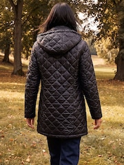 Roman Black Two Tone Diamond Quilted Coat - Image 4 of 4