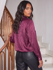 Roman Purple Satin Tie Hem Shirt - Image 4 of 4