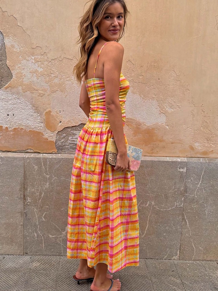 Never Fully Dressed Orange Check Lola Dress - Image 2 of 4 Never Fully Dressed Orange Check Lola Dress - Image 2 of 4