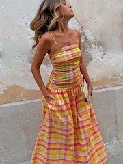 Never Fully Dressed Orange Check Lola Dress - Image 3 of 4
