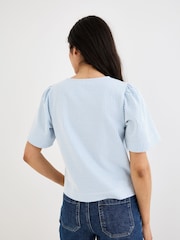 Oliver Bonas Striped Button Up Short Sleeve Blouse - Larawan 2 ng 7