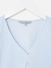Oliver Bonas Striped Button Up Short Sleeve Blouse - Larawan 5 ng 7