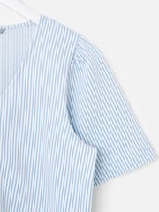 Oliver Bonas Striped Button Up Short Sleeve Blouse - Larawan 6 ng 7