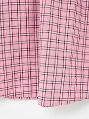 Oliver Bonas Pink Checked Shirred Bodice Midi Dress - Image 7 of 7