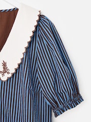 Oliver Bonas Blue Striped Scalloped Collar Blouse - Image 6 of 7