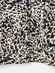 Oliver Bonas Brown Leopard Print Button Up Short Sleeve Sweatshirt - Image 7 of 7