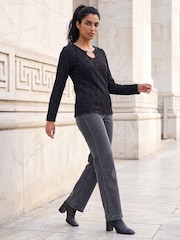 Roman Black Horsebit Trim Textured Top - Image 2 of 4
