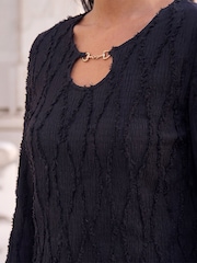 Roman Black Horsebit Trim Textured Top - Image 4 of 4