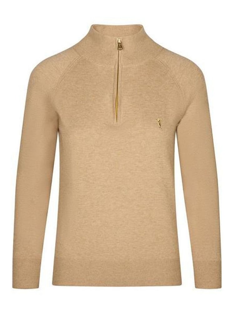 Golfino Cream Angelica Half Zip Knitted Golf Mid Layer Fleece - Image 1 of 4