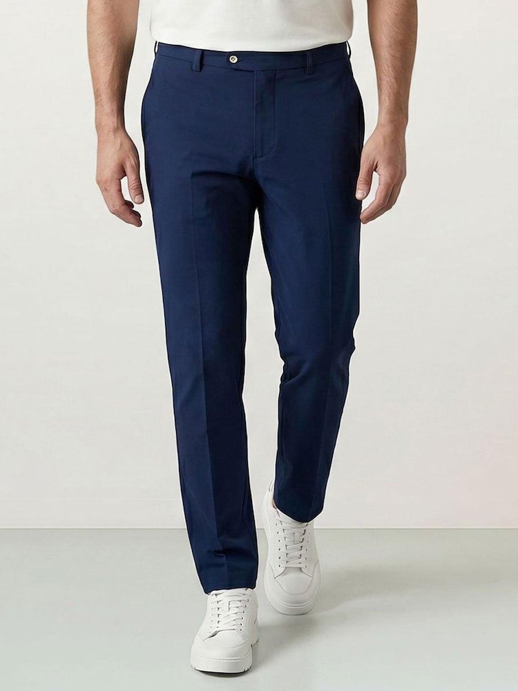 Niebieski - Golfino Birdie Light Techno Stretch Flat Front Golf Trousers - Obraz 1 z 7