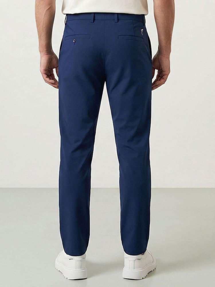 Niebieski - Golfino Birdie Light Techno Stretch Flat Front Golf Trousers - Obraz 2 z 7