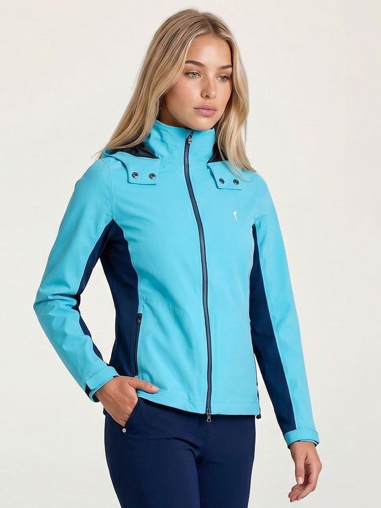 Golfino Blue Gianna Waterproof Full Zip Golf Rain Jacket - Image 1 of 7