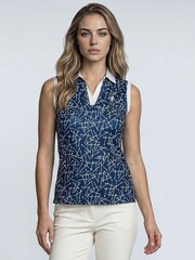 Golfino Blue Marina Sleeveless Golf Polo Shirt - Image 1 of 7