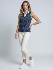 Golfino Blue Marina Sleeveless Golf Polo Shirt - Image 3 of 7