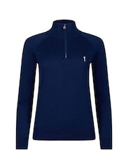 Golfino Blue Angelica Half Zip Knitted Golf Mid Layer Fleece - Image 1 of 4