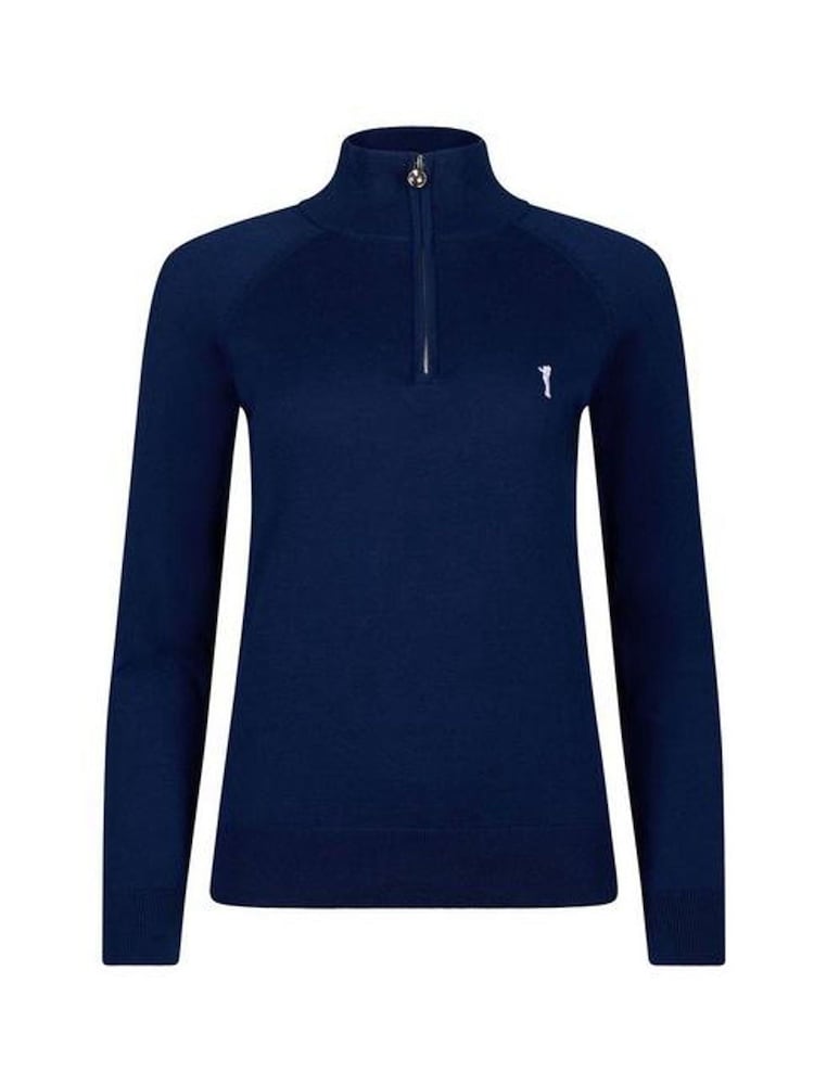 Golfino Blue Angelica Half Zip Knitted Golf Mid Layer Fleece - Image 1 of 4