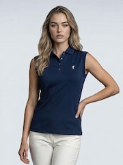 Golfino Blue Marissa Sleeveless Performance Golf Polo Shirt - Image 1 of 7