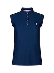 Golfino Blue Marissa Sleeveless Performance Golf Polo Shirt - Image 4 of 7