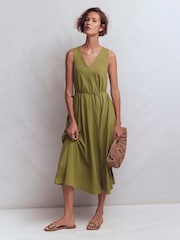 Boden Green Mia V-neck Jersey Midi Dress - Image 1 of 3