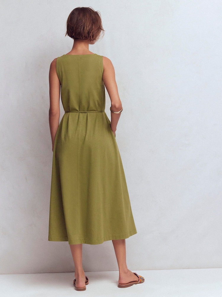 Boden Green Mia V-neck Jersey Midi Dress - Image 2 of 3 Boden Green Mia V-neck Jersey Midi Dress - Image 2 of 3
