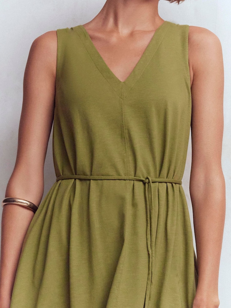Boden Green Mia V-neck Jersey Midi Dress - Image 3 of 3 Boden Green Mia V-neck Jersey Midi Dress - Image 3 of 3