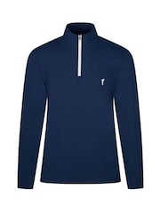 Golfino Blue St. Moritz Light Half Zip Golf Troyer Mid Layer Fleece - Image 1 of 4