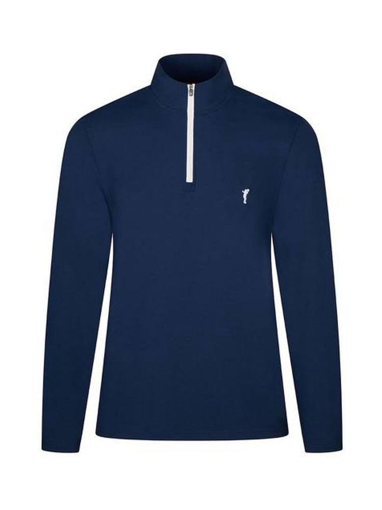 Golfino Blue St. Moritz Light Half Zip Golf Troyer Mid Layer Fleece - Image 1 of 4 Golfino Blue St. Moritz Light Half Zip Golf Troyer Mid Layer Fleece - Image 1 of 4