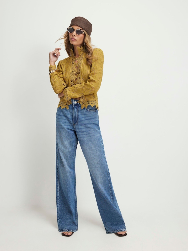 River Island Blue High Rise Relaxed Straight Leg Jeans - Image 1 of 4
