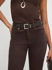 River Island Brown High Rise Belted Stretch Straight Jeans - Image 2 of 4