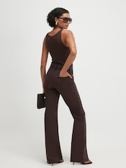 River Island Brown High Rise Belted Stretch Straight Jeans - Image 4 of 4