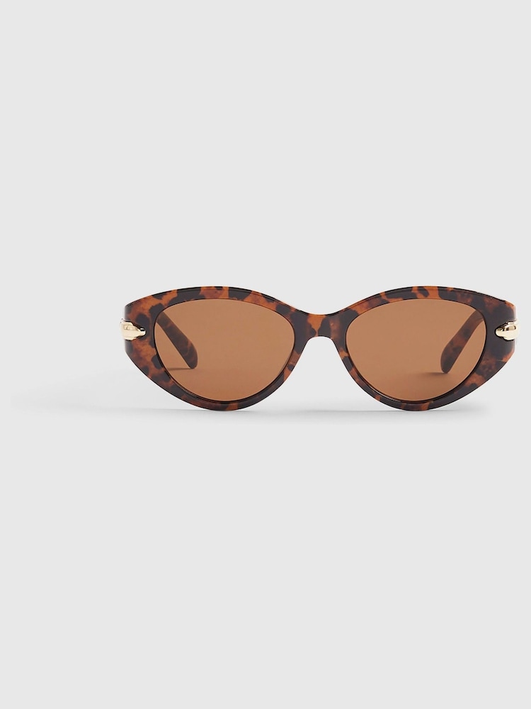 River Island Leopard Print Cat Eye Slim Sunglasses - Slika 2 od 5