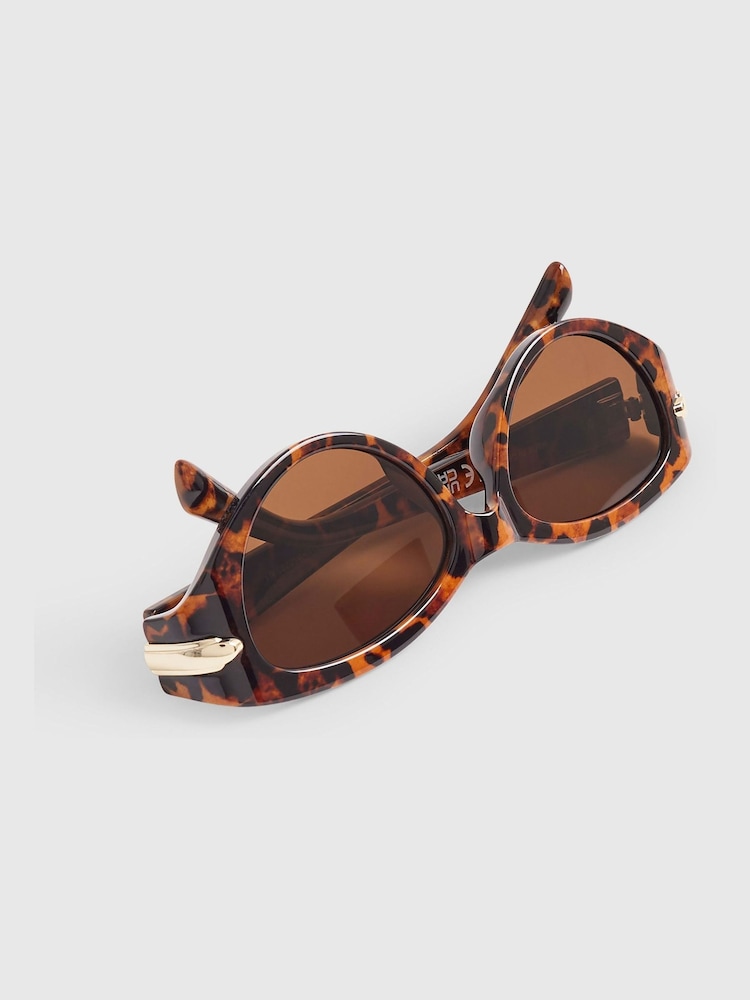 River Island Leopard Print Cat Eye Slim Sunglasses - Slika 5 od 5