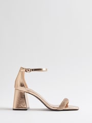 River Island Gold Closed Back Block Heeled Sandals - Image 1 of 5