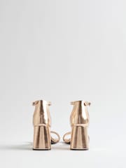 River Island Gold Closed Back Block Heeled Sandals - Image 4 of 5