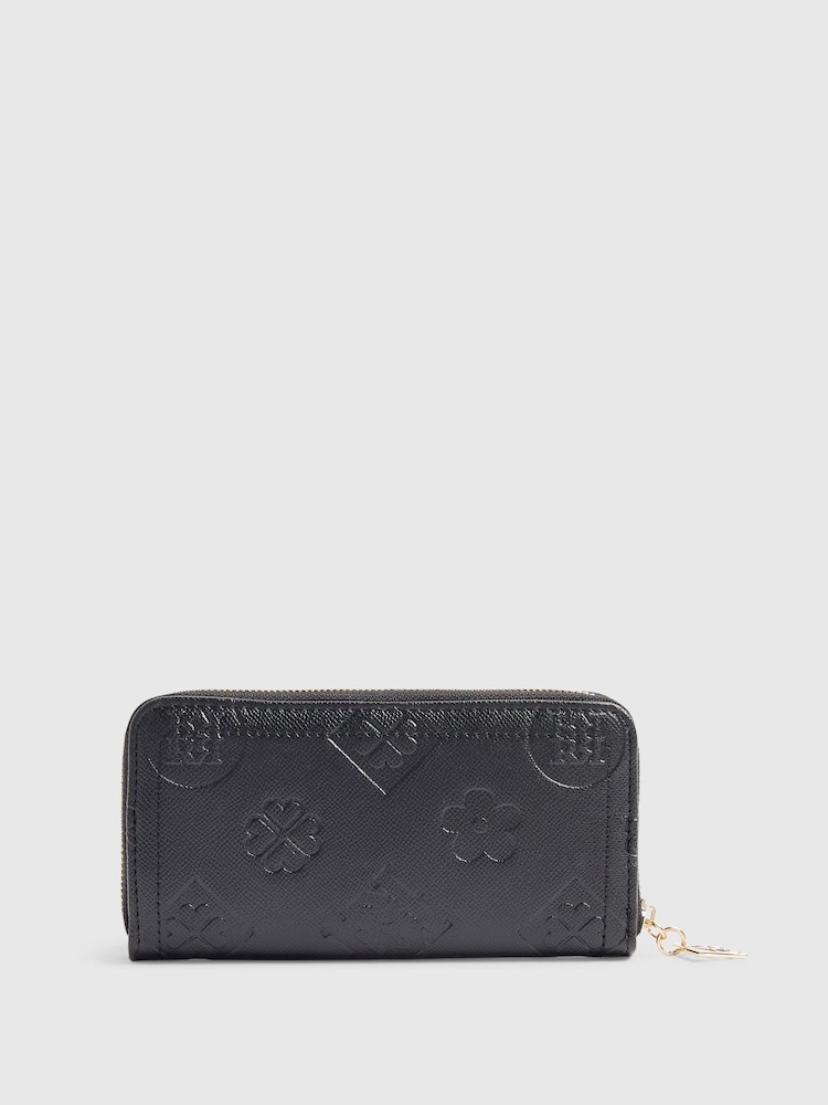 River Island Black Monogram Embossed Zip Around Purse - Image 2 of 5