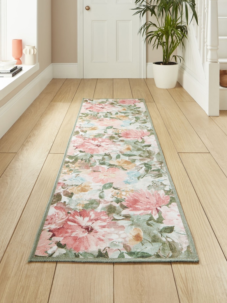 Clarke and Clarke Spring Pink Tahiti Washable Runner - Image 1 of 4