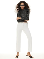 River Island White High Rise Slim Straight Leg Jeans - Image 1 of 4