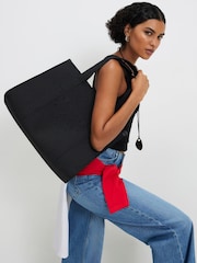 River Island Black Jacquard Embroidered Shopper Tote Bag - Image 1 of 6