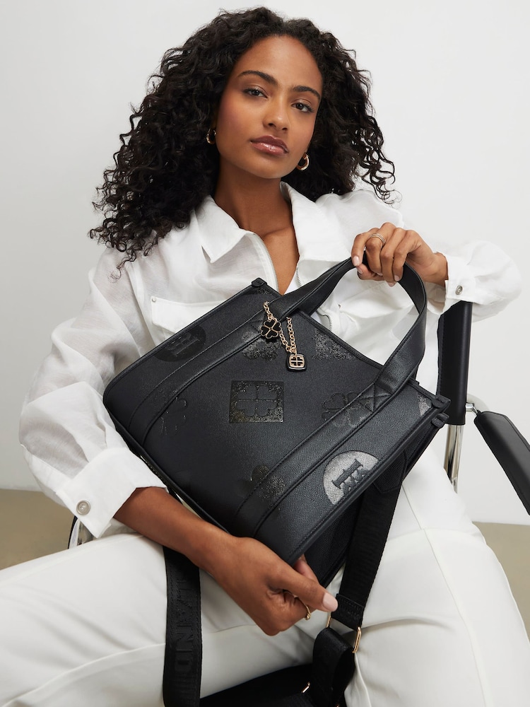 River Island Black Logo Embossed Tote Bag - Image 1 of 6
