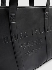River Island Black Debossed Shopper Tote Bag - Image 4 of 5