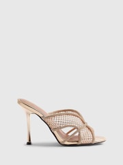 River Island Sandales mules à talons en maille ornées - Image 2 de 6